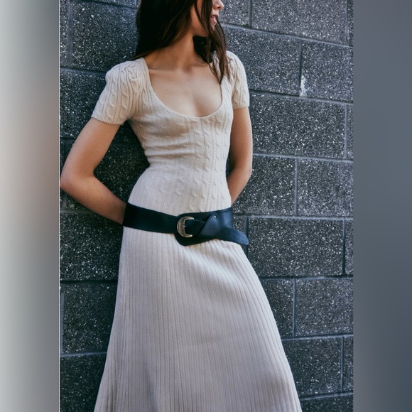 Free People Madsen Midi Cream Sweater Dress NWT M XL Oat milk - Picture 8 of 12